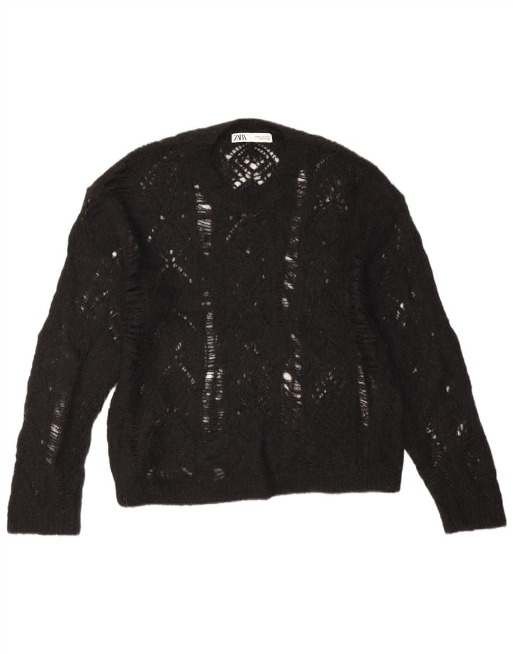 Zara Damen-Pullover mit Rundhalsausschnitt, Gr. 14, mittelschwarz