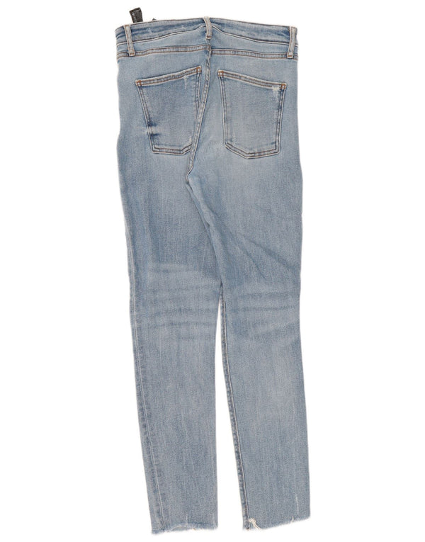 Zara Damen High Waist Distressed Slim Jeans EU 40 Medium W30 L29 Blau