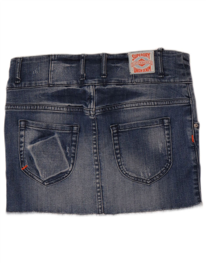 Superdry Damen Mini-Jeansrock W28 mittelblaue Baumwolle