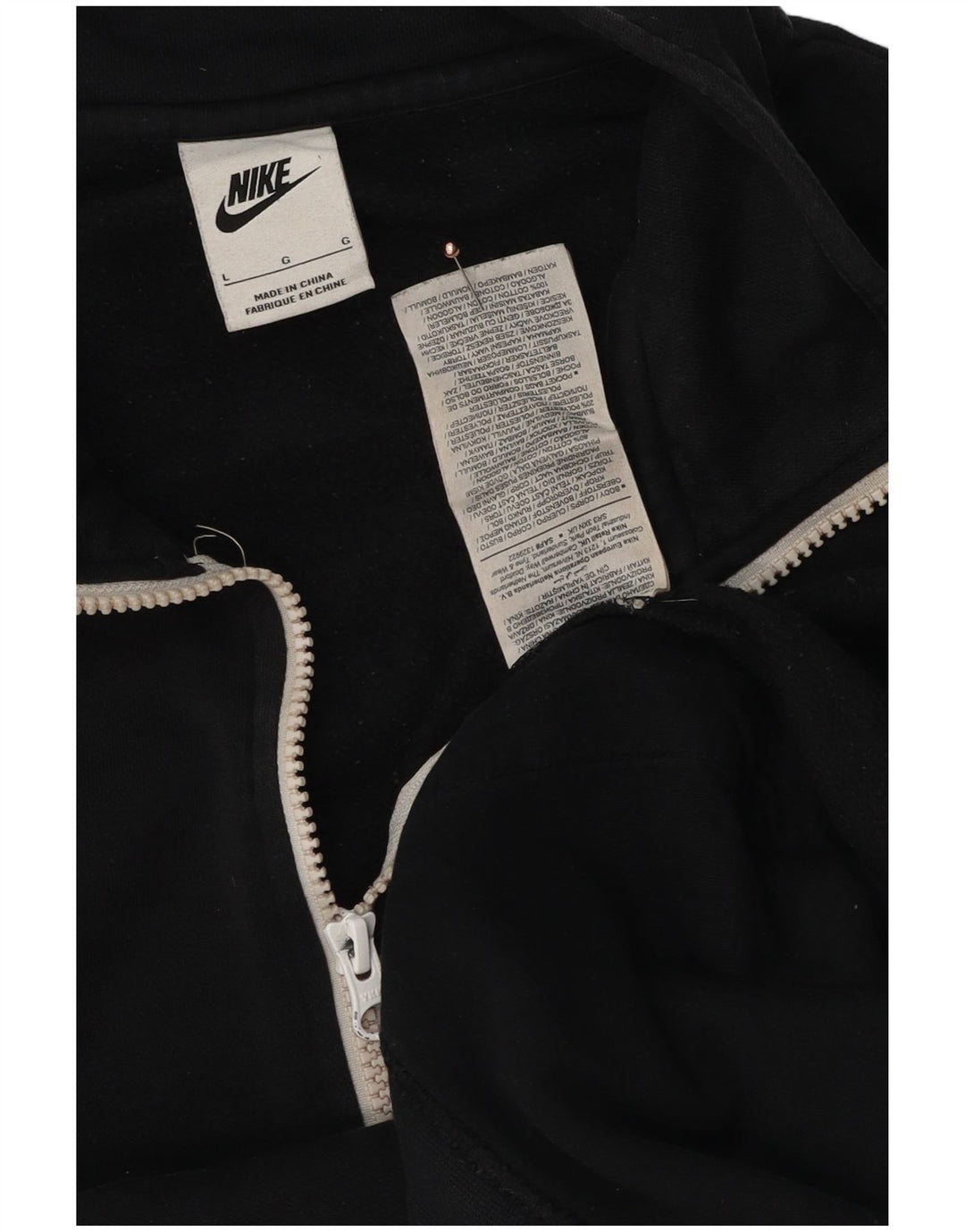 Nike Herren-Sweatshirt mit Reißverschluss am Hals, groß, aus schwarzer Baumwolle