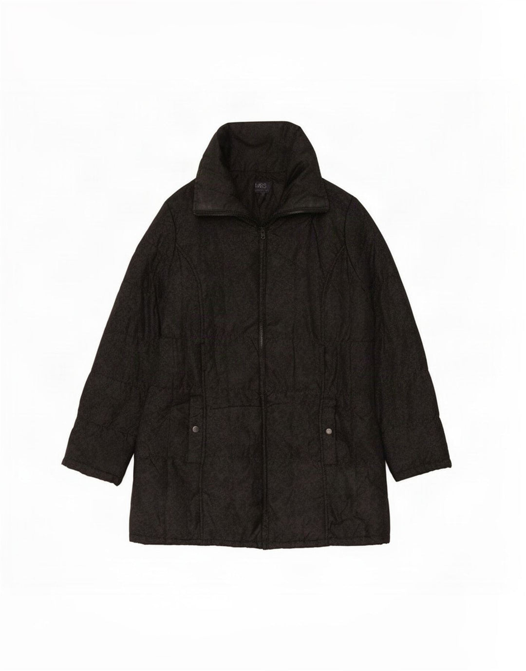 Marks & Spencer Damen Wattierter Mantel UK 14 Mittelgraues Polyester