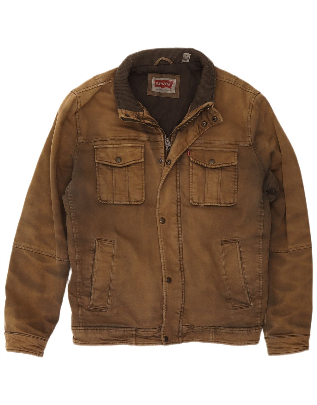 Levi's Herren-Windbreaker-Jacke, UK 40, große braune Baumwolle