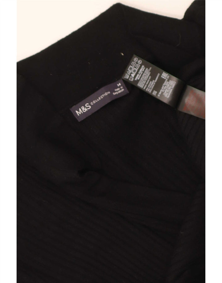 Zara Damen Langarm-Poloshirt UK 14 Mittelschwarze Viskose