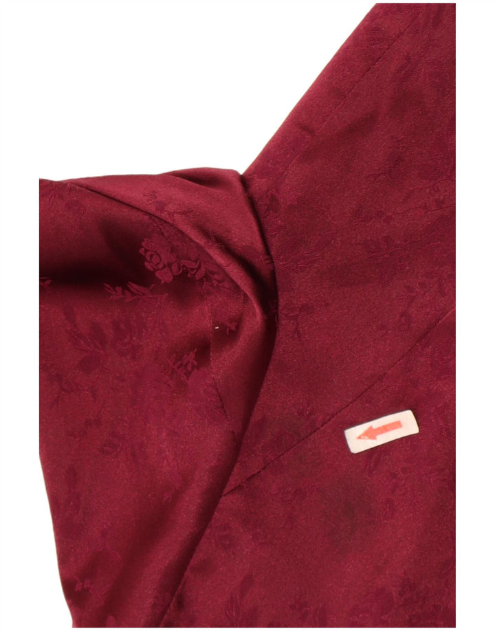 Blunauta Damen-Blazer mit 3 Knöpfen, übergroß, Größe 38, XS, Burgunderrot mit Blumenmuster