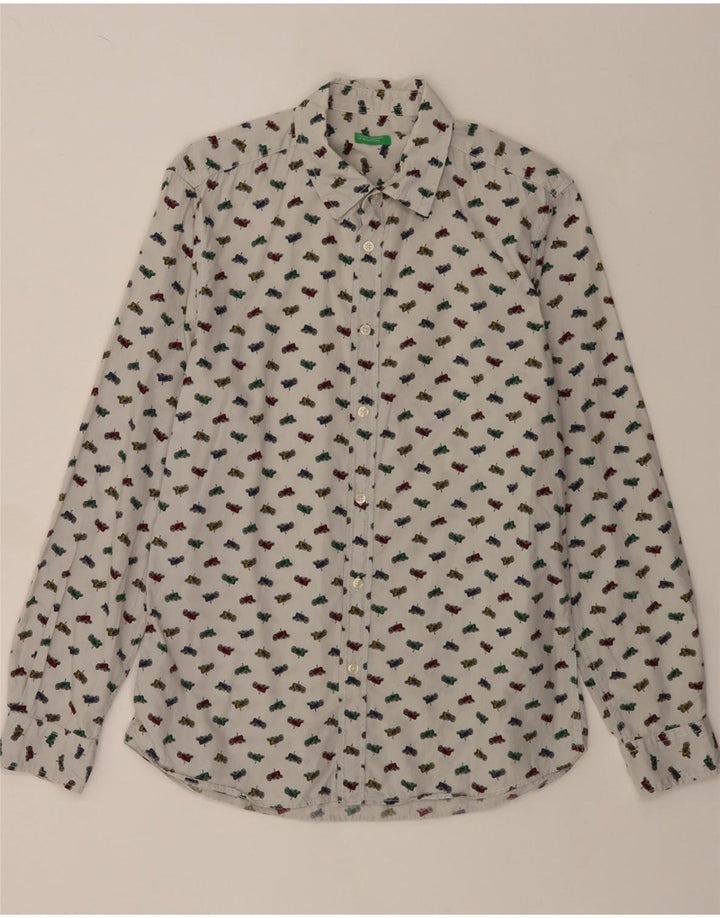 BENETTON Mens Abstract Pattern Shirt Medium White Vintage Benetton and Second-Hand Benetton from Messina Hembry 
