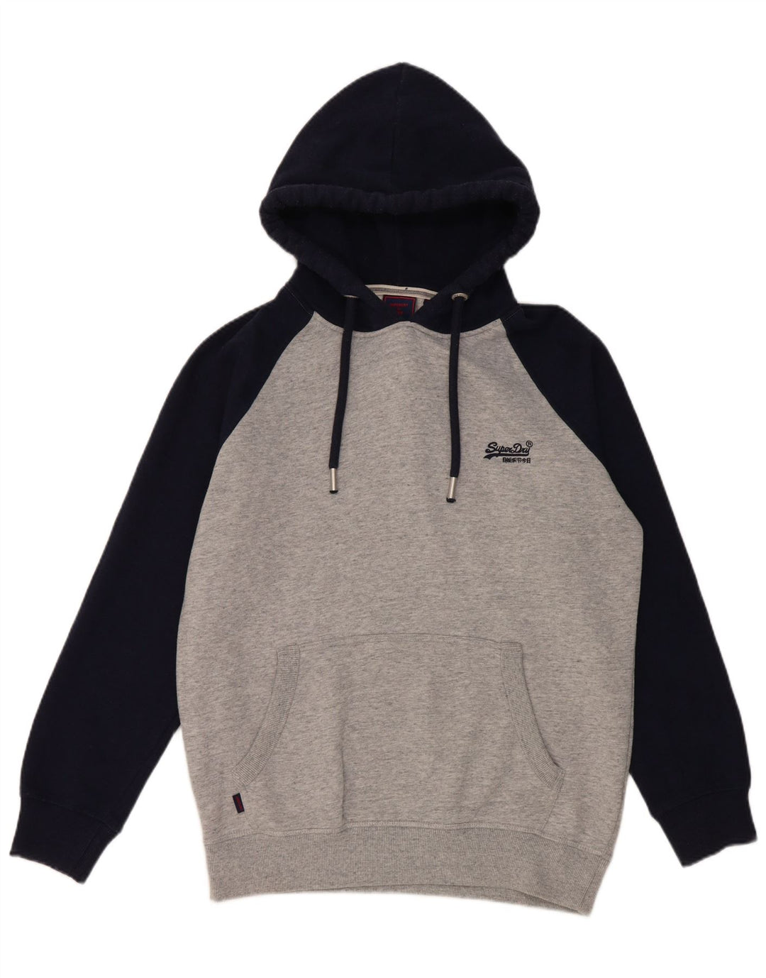 Superdry Herren-Kapuzenpullover, groß, graue Farbblock-Baumwolle