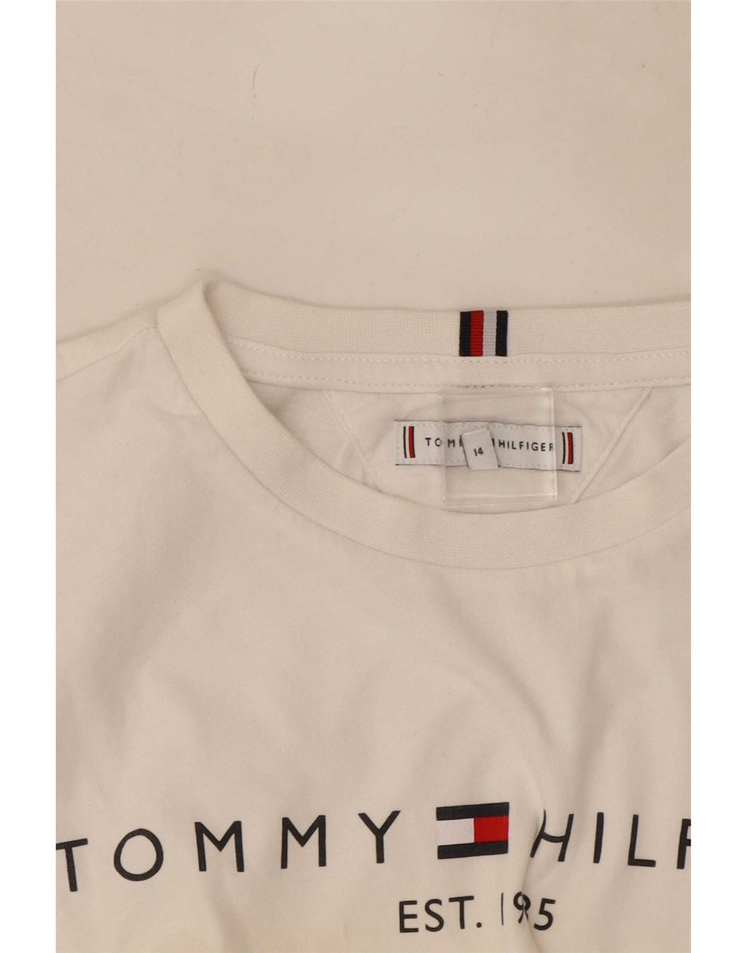Tommy Hilfiger Jungen Grafik-Top, langärmelig, 13–14 Jahre, Weiß