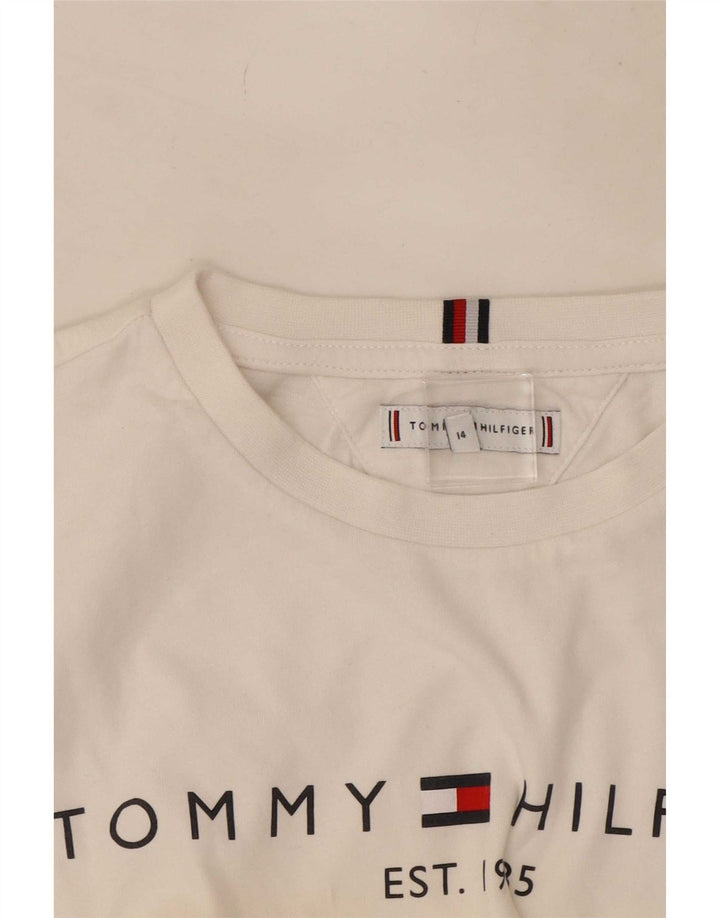 Tommy Hilfiger Jungen Grafik-Top, langärmelig, 13–14 Jahre, Weiß