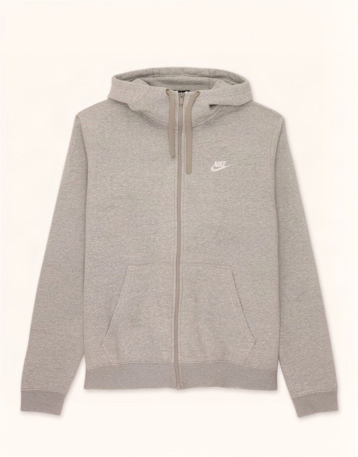 Nike Herren-Kapuzenpullover mit Reißverschluss, mittelgraue Baumwolle