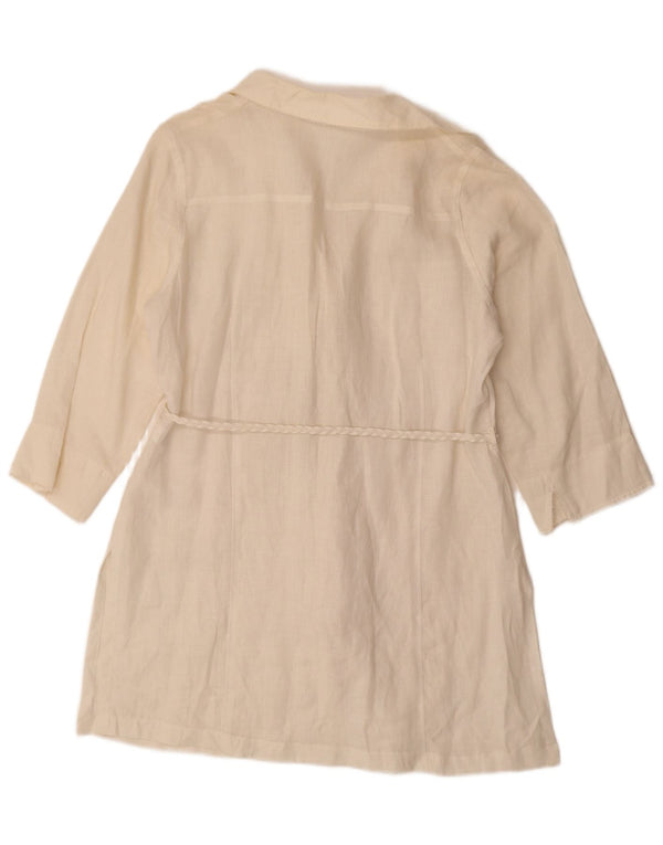 Marks & Spencer Damen-Hemdkleid mit 3/4-Ärmeln, UK 18, XL, weißes Leinen