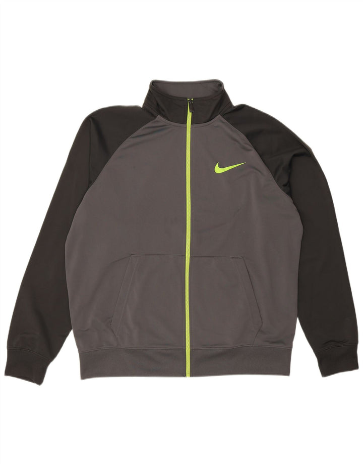 NIKE Herren-Trainingsanzug-Top-Jacke XL Graues Colourblock-Polyester