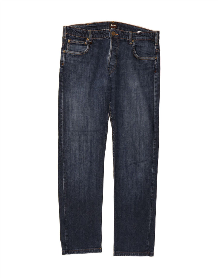 LEE Damen Powell Straight Jeans W34 L30 Marineblaue Baumwolle