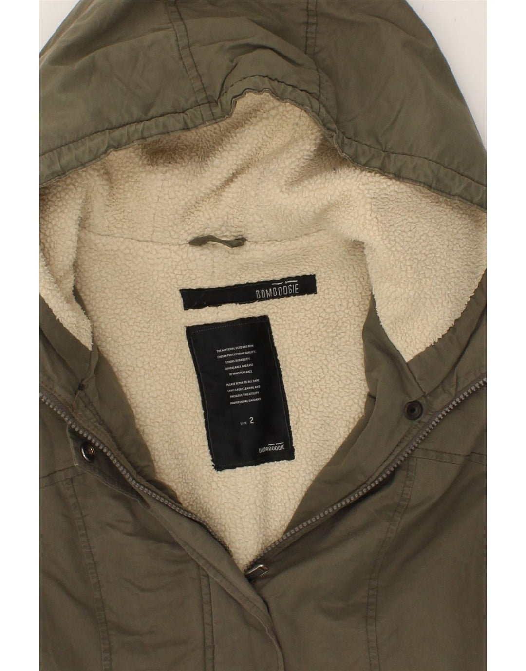 BOMBOOGIE Womens Hooded Parka Jacket US 2 XS Grey Nylon Vintage Bomboogie and Second-Hand Bomboogie from Messina Hembry 