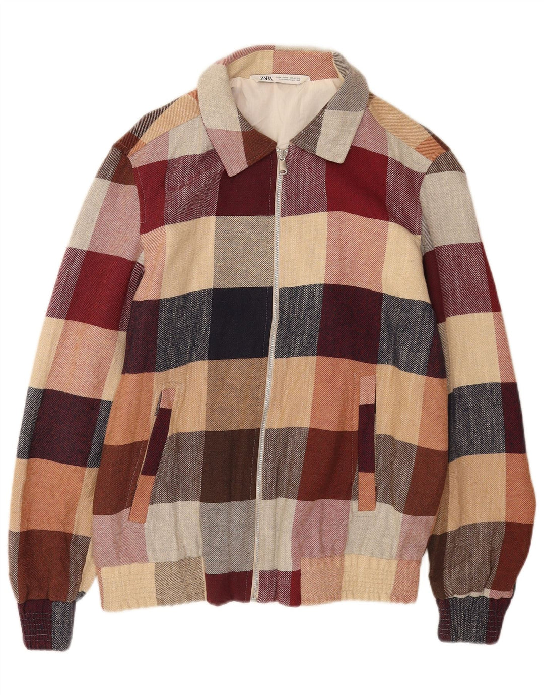 Zara Herren Bomberjacke UK 38 Medium Mehrfarbig karierte Baumwolle