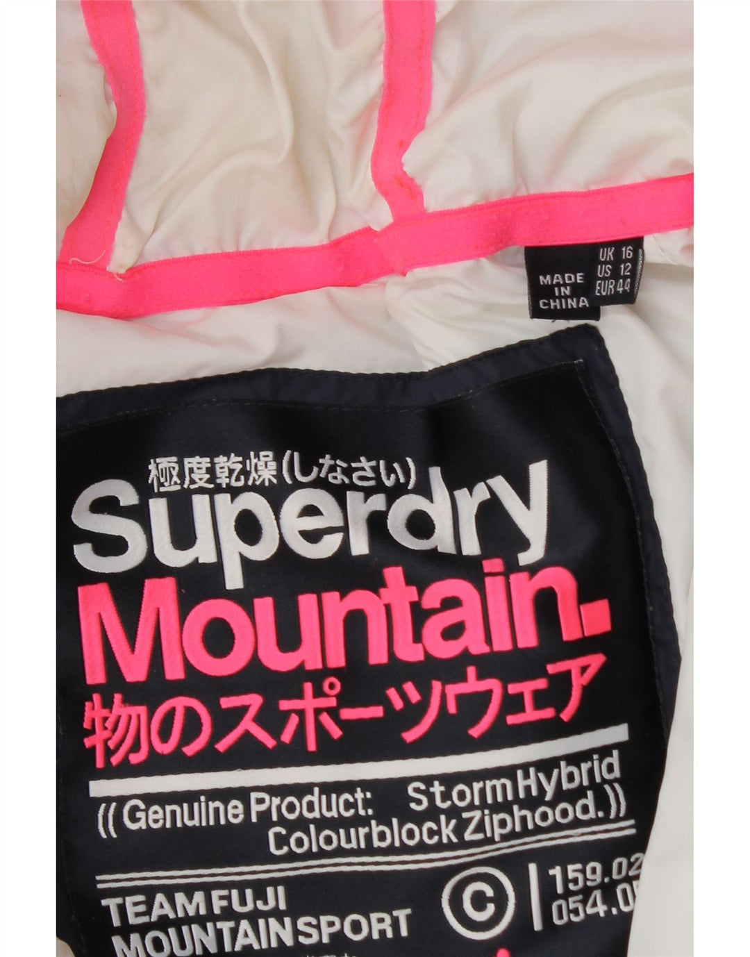 Superdry Wattierte Jacke mit Kapuze für Damen, UK 16, Größe L, Marineblau, Farbblock