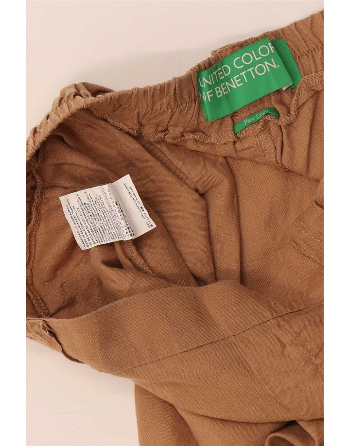 Benetton Womens Pegged Casual Shorts Medium W32 Beige Leinen