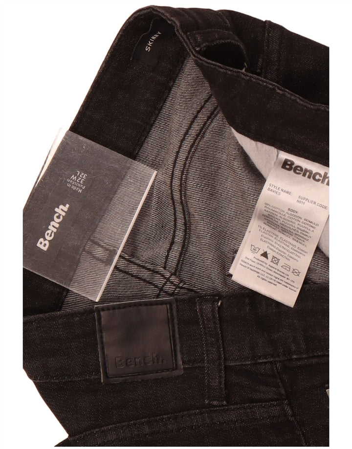 Bench Herren Skinny Jeans W32 L32 Schwarze Baumwolle