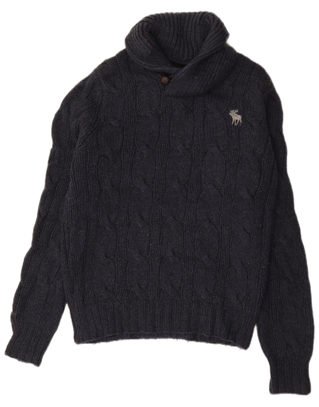 Abercrombie & Fitch Herren-Pullover mit Schalkragen, mittlere marineblaue Wolle