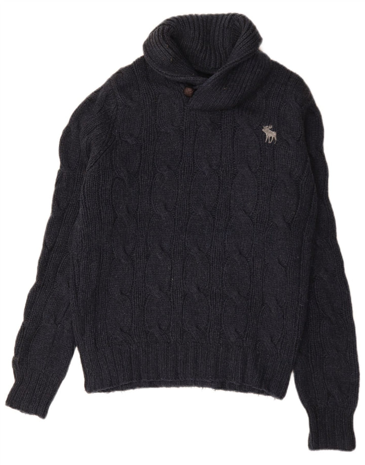Abercrombie & Fitch Herren-Pullover mit Schalkragen, mittlere marineblaue Wolle