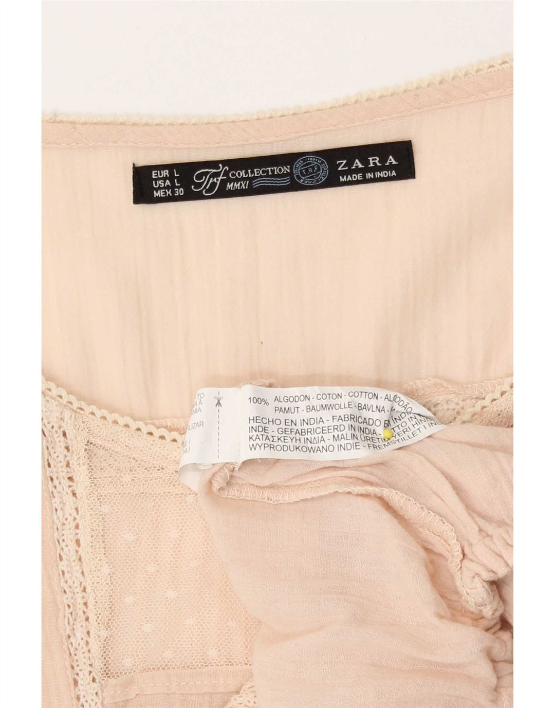 Zara Damen-Hemdbluse UK 16 Large Rosa Baumwolle