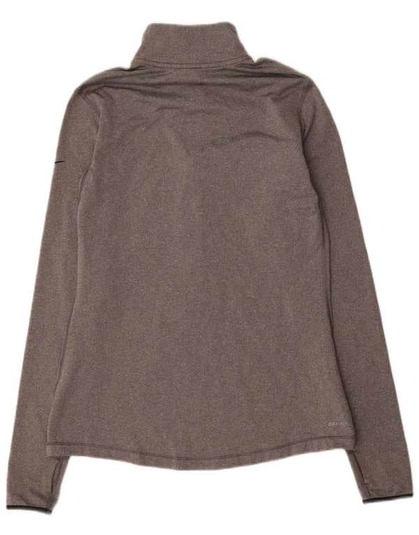 Nike Womens Dri Fit Zip Neck Pullover Trainingsanzug Top UK 14 Large Grau