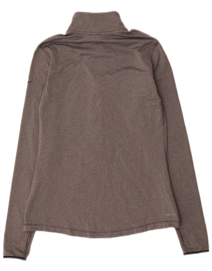 Nike Womens Dri Fit Zip Neck Pullover Trainingsanzug Top UK 14 Large Grau