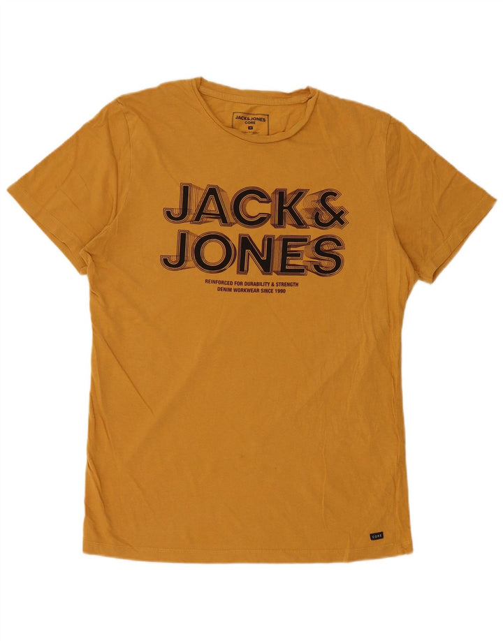 Jack & Jones Herren Grafik-T-Shirt-Oberteil aus mittelgelber Baumwolle
