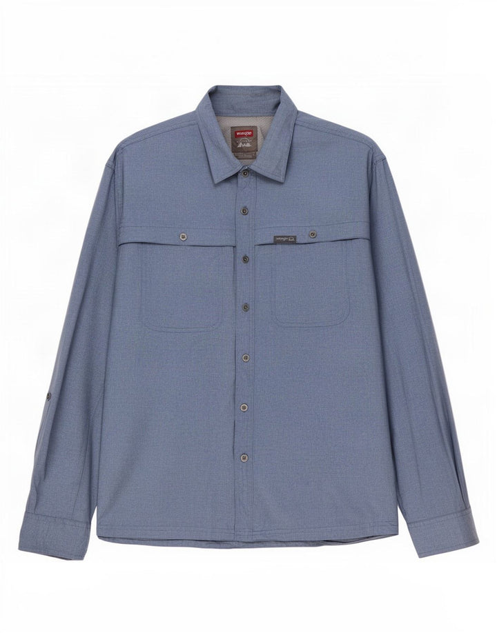 Wrangler Herren-Hemd mit normaler Passform, XL, Blau, Polyester