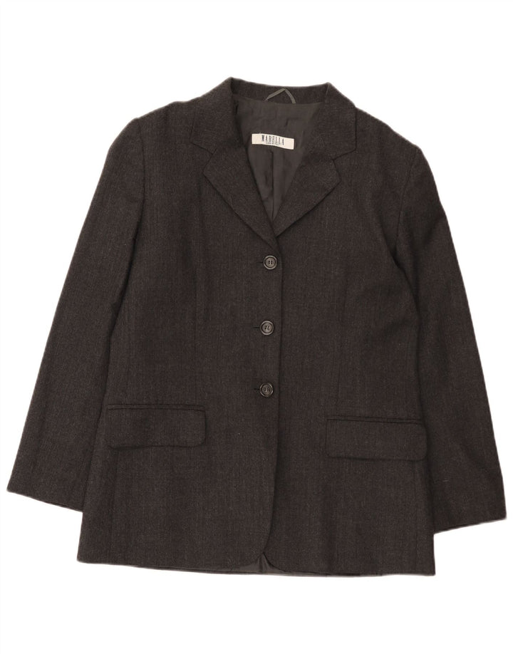MARELLA Damen-Blazerjacke mit 3 Knöpfen, UK 14, mittelgraue Wolle