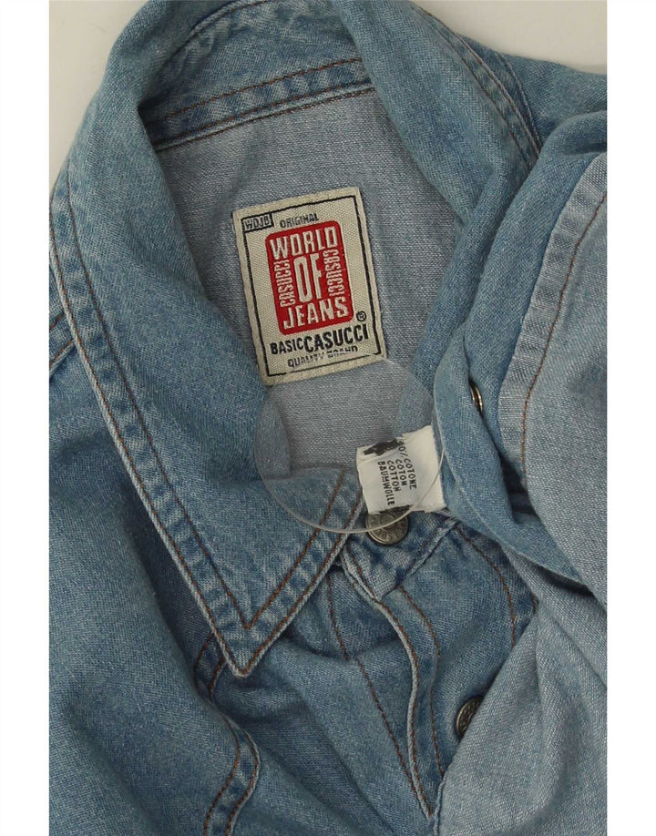 Casucci Herren-Jeanshemd aus mittelblauer Baumwolle