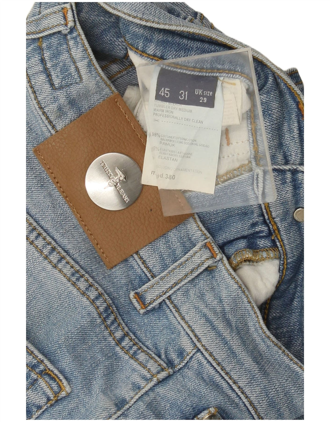 Trussardi Damen Straight Jeans W29 L31 Blaue Baumwolle