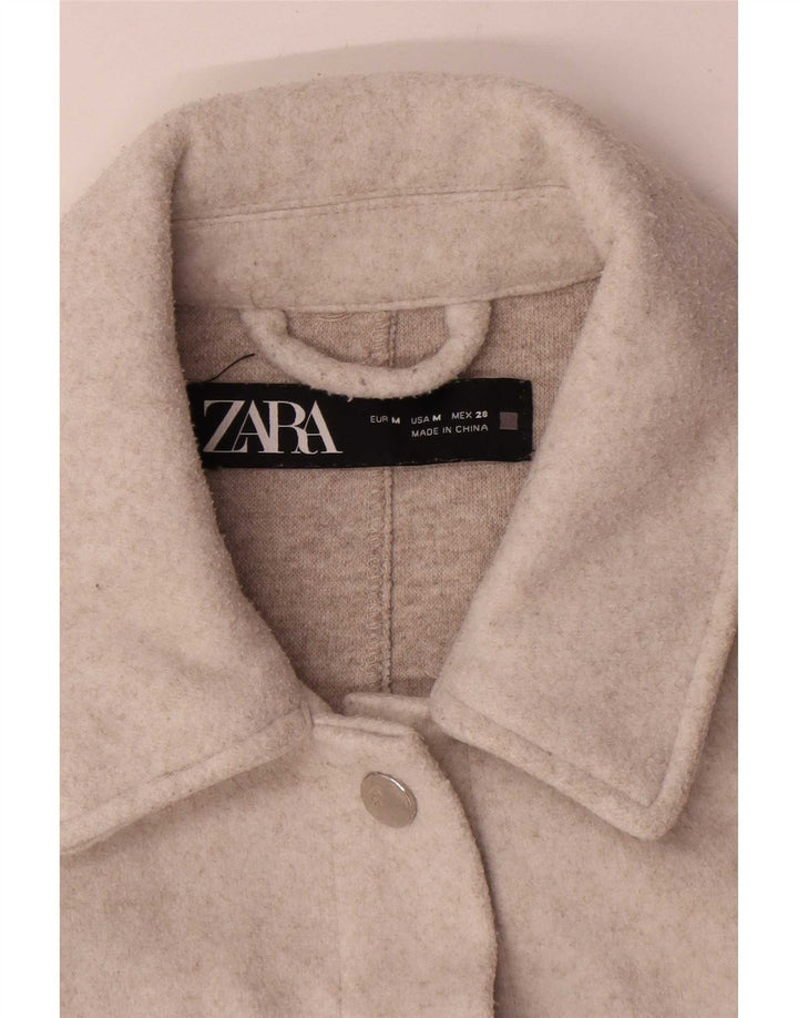 Zara Damen Shacket Jacke UK 14 Medium Beige Polyester