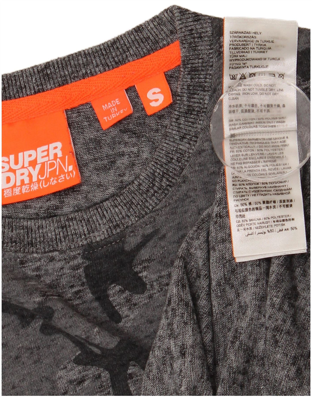 Superdry Herren T-Shirt Top Small Grau Camouflage Baumwolle
