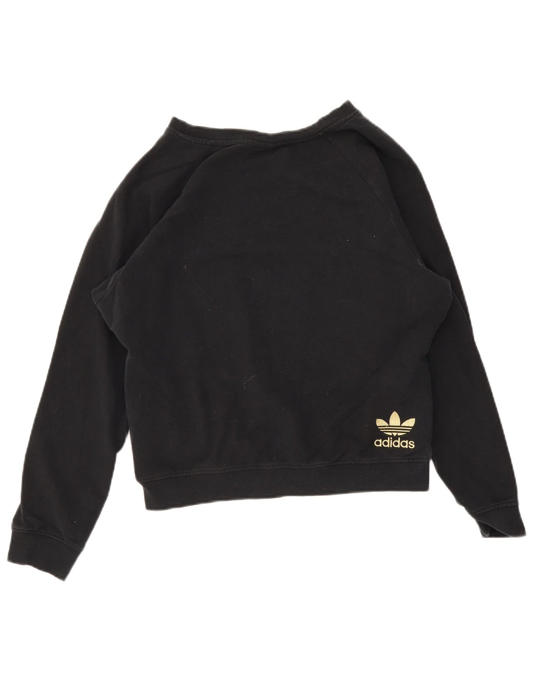 Adidas Damen Grafik-Sweatshirt-Pullover UK 14 Mittelschwarze Baumwolle