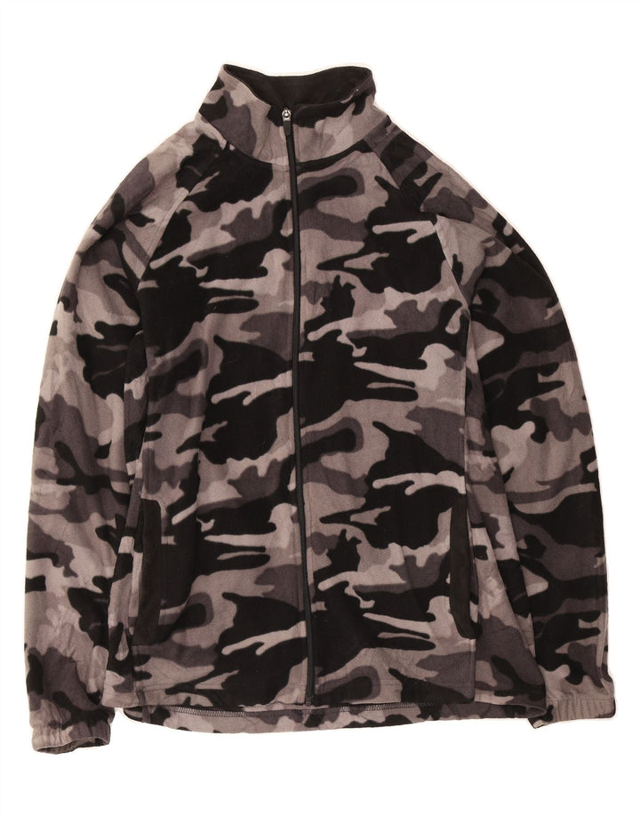 STARTER Mens Fleece Jacket UK 38/40 Medium Grey Camouflage Polyester Vintage Starter and Second-Hand Starter from Messina Hembry 