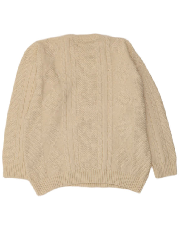Vintage Herren Pullover mit Rundhalsausschnitt, Größe L, Beige