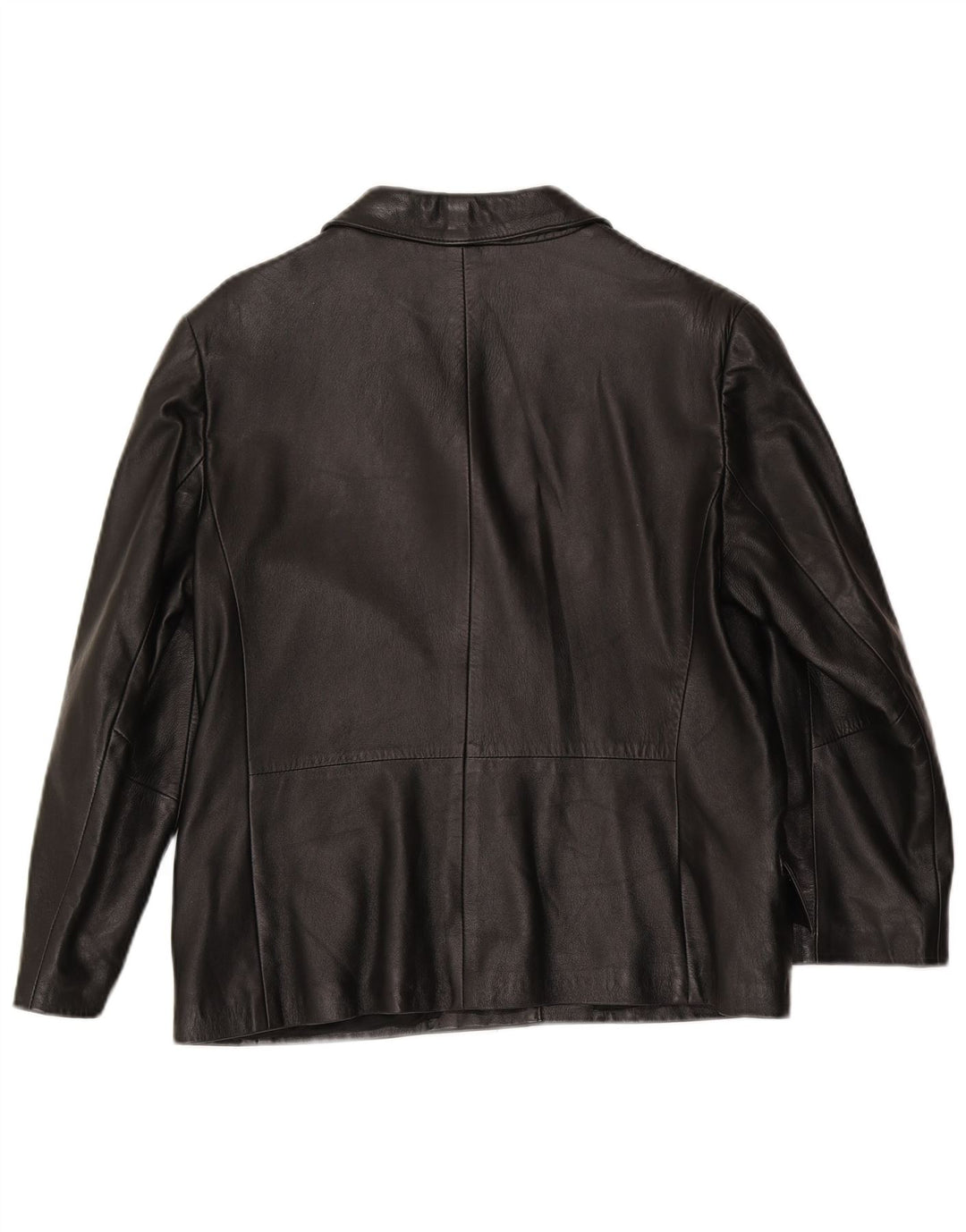 Vintage Damen 3 Knopf Leder Blazer Jacke IT 48 XL Schwarzes Leder