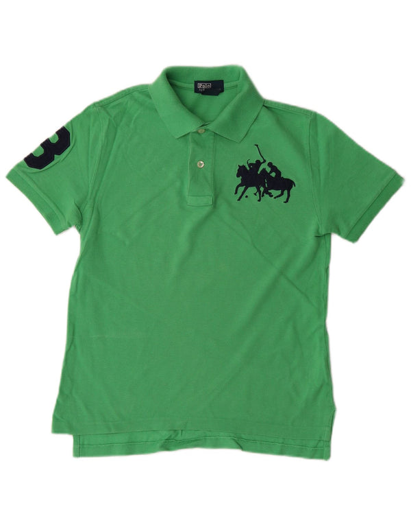 Polo Ralph Lauren Jungen-Poloshirt mit Grafik, 7–8 Jahre, Größe S, grüne Baumwolle