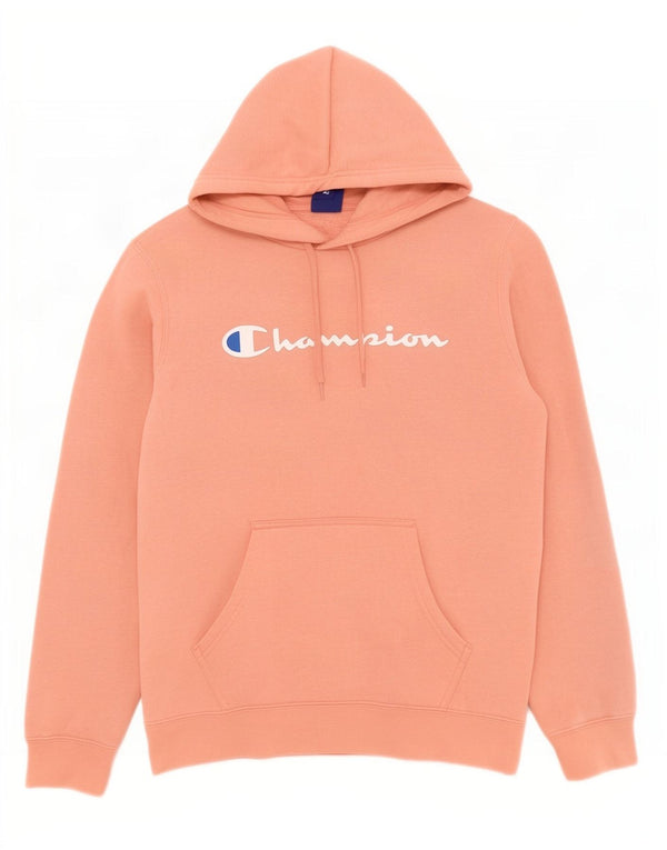 Champion Womens Graphic Hoodie Pullover UK 14 Mittelrosa Baumwolle