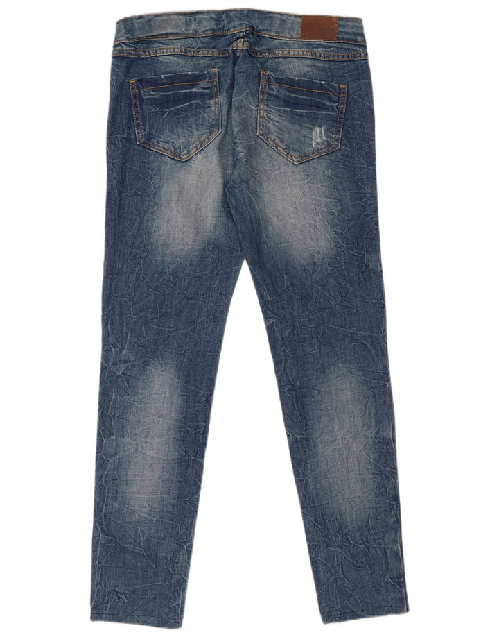 Rifle Damen Distressed Slim Jeans IT 44 Medium W34 L30 Blaue Baumwolle