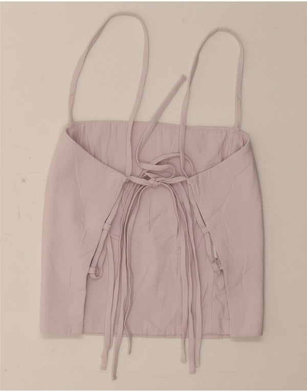 Zara Damen Crop Corset Top UK 8 Small Lila Modal