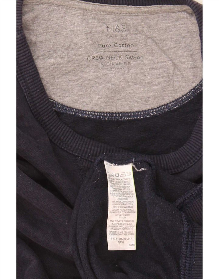 Marks & Spencer Herren-Sweatshirt mit normaler Passform, groß, marineblaue Baumwolle