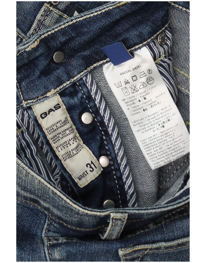 Gas Herren Jeansshorts W31 mittelblaue Baumwolle