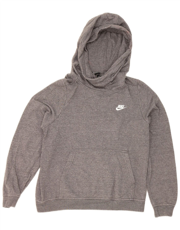Nike Damen Kapuzenpullover UK 14 Mittelgraue Baumwolle