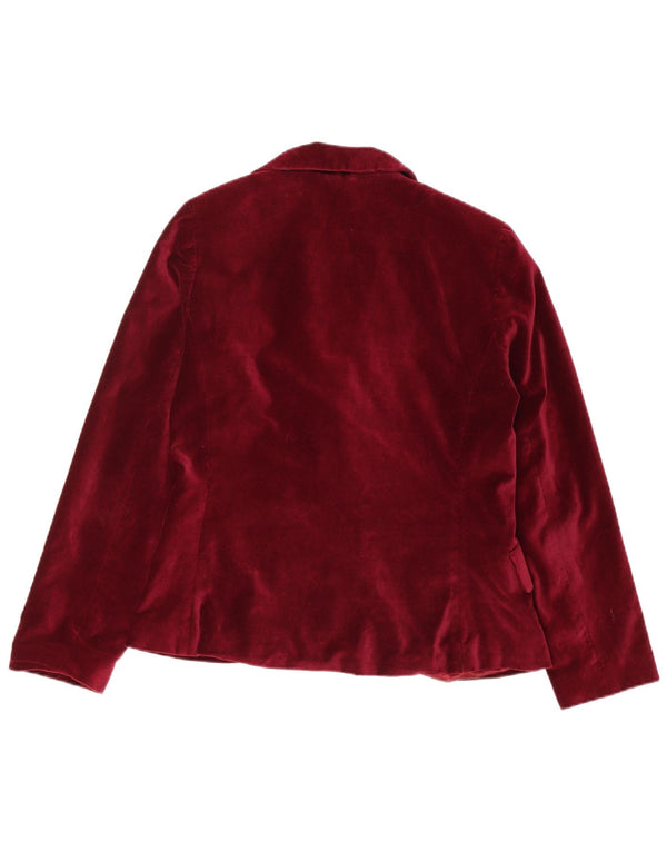 Vintage Damen offene Samt-Blazer-Jacke, IT 40, kleine Burgunder-Baumwolle