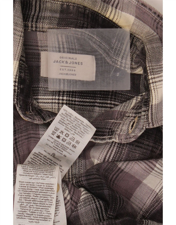 Jack & Jones Herren-Flanellhemd, klein, grau kariert, Baumwolle