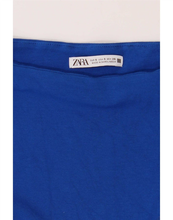 Schulterfreier Damen-Body von Zara, Größe S, Blau, Baumwolle