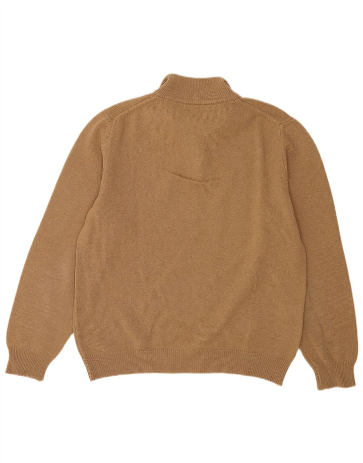 Henry Cottons Herren-Pullover mit Knopfkragen, mittelbeige Wolle