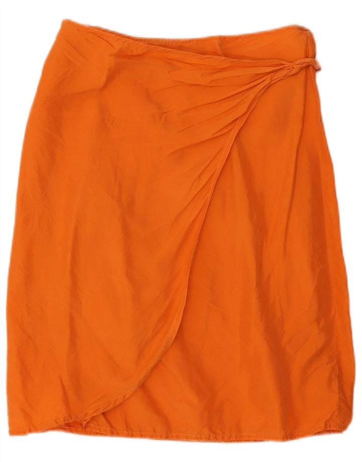 Vintage Damen Wickelrock Medium W28 Orange Seide