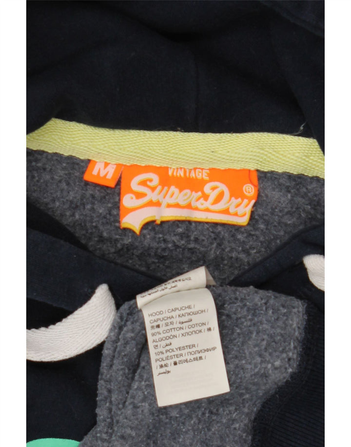 SUPERDRY Damen-Kapuzenpullover mit Grafik, UK 14, mittelmarineblaue Baumwolle